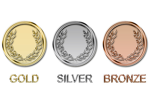 illustration of three gold, silver and bronze medals