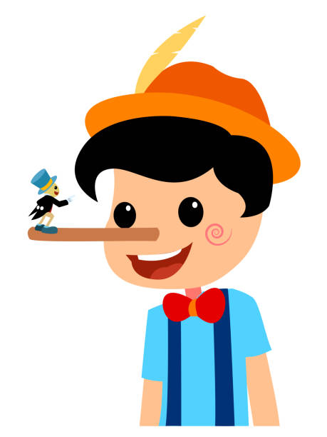 illustrazioni stock, clip art, cartoni animati e icone di tendenza di stampare - pinocchio liar child dishonesty