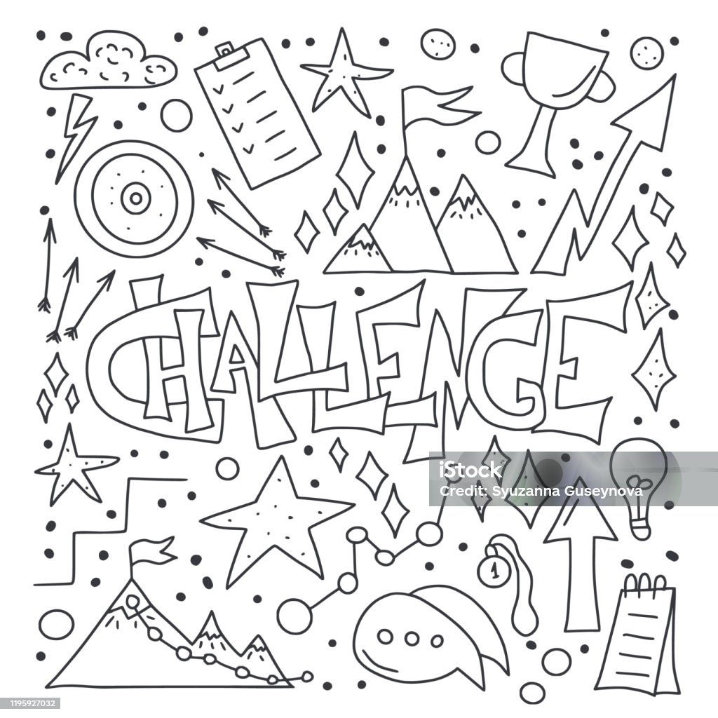 Challenge Stylized Text Vector Hand Drawn Quote Stock Illustration ...