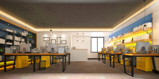 istock 3d render of modern office and working space 1195927891