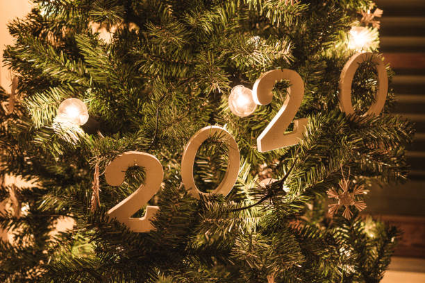 istock gold christmas lights on the tree 1195928100