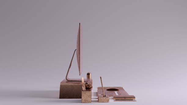 istock Bronze Contemporary Desk Setup Right View 1195928833