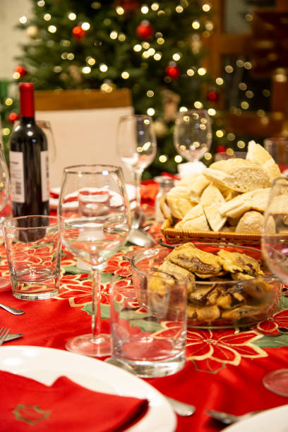 istock Mexican Christmas dinning table, with christmas tree as background 1195931946