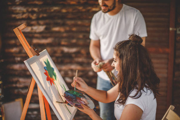 istock Painting with you is funny 1195936774