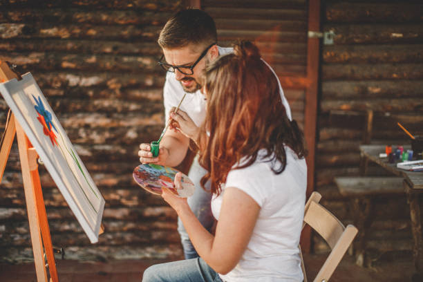istock Painting with you is funny 1195937403