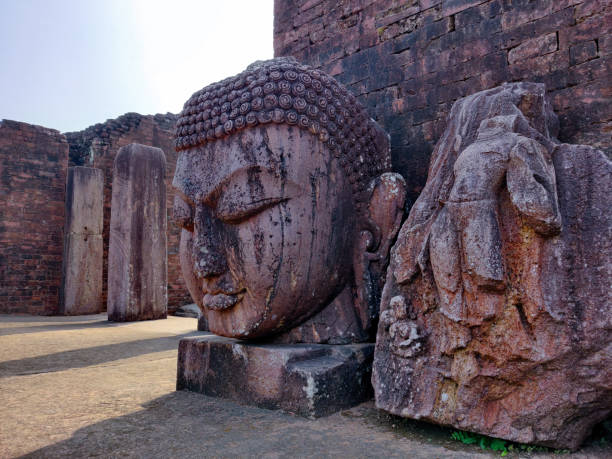 Bust Statue of Gautam Buddha from Buddhist Excavated Site Ratnagiri, Odisha This is Buddha Head Statue found at the Excavated BuddhistSite of Ratnagiri in Jajpur district of Odisha, India. This was a meditation place for Buddhist Monks. The stones have intricate carvings and are very beautifully designed. odisha stock pictures, royalty-free photos & images