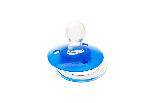 Blue Plastic Pacifier A Blue Pacifier Babies Made Of Soft Latex Plastic Soother Isolated On ...
