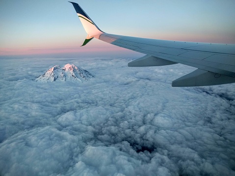 Flying over Mount Rainier