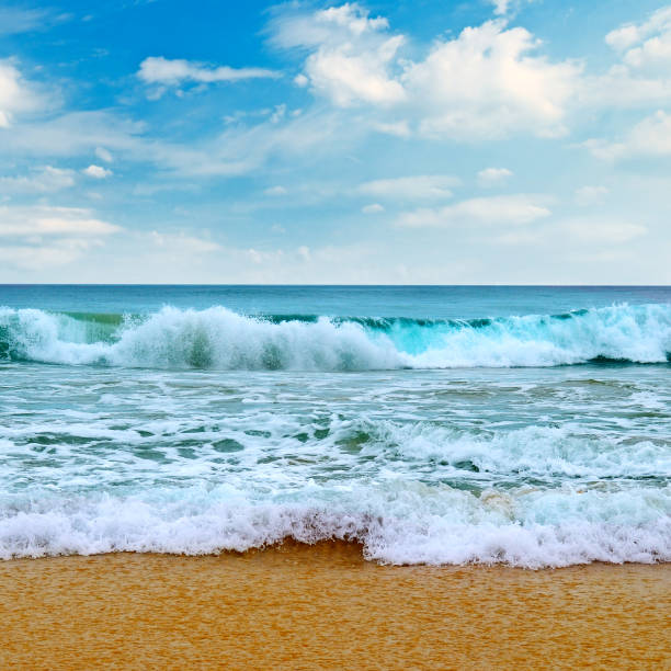 istock Sea and blue Sky background. 1195939653