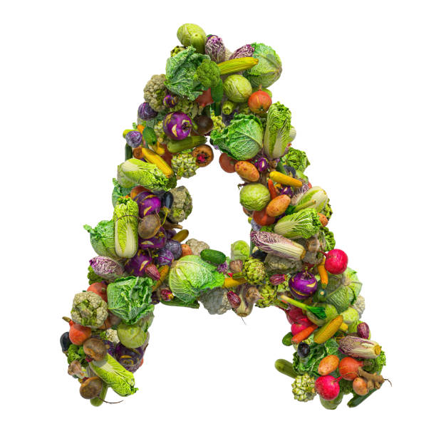 istock Letter A, vegetables font. 3D rendering isolated on  white background 1195940440
