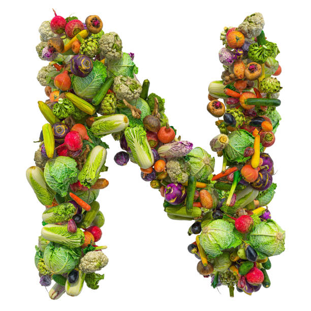 istock Letter N, vegetables font. 3D rendering isolated on  white background 1195940476