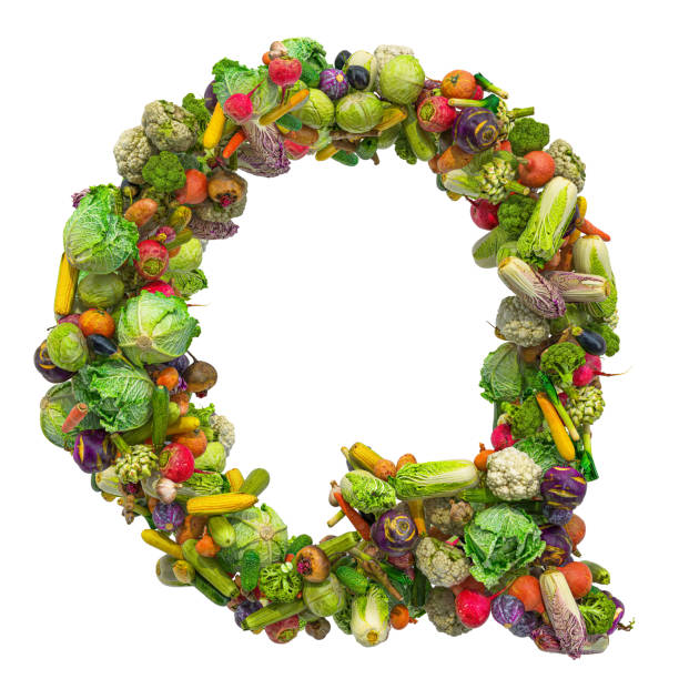 istock Letter Q, vegetables font. 3D rendering isolated on  white background 1195940481