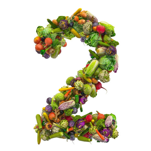 istock Number 2 from vegetables, 3D rendering isolated on white background 1195940488