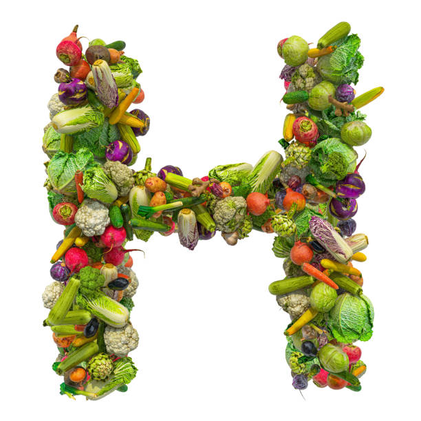 istock Letter H, vegetables font. 3D rendering isolated on  white background 1195940530