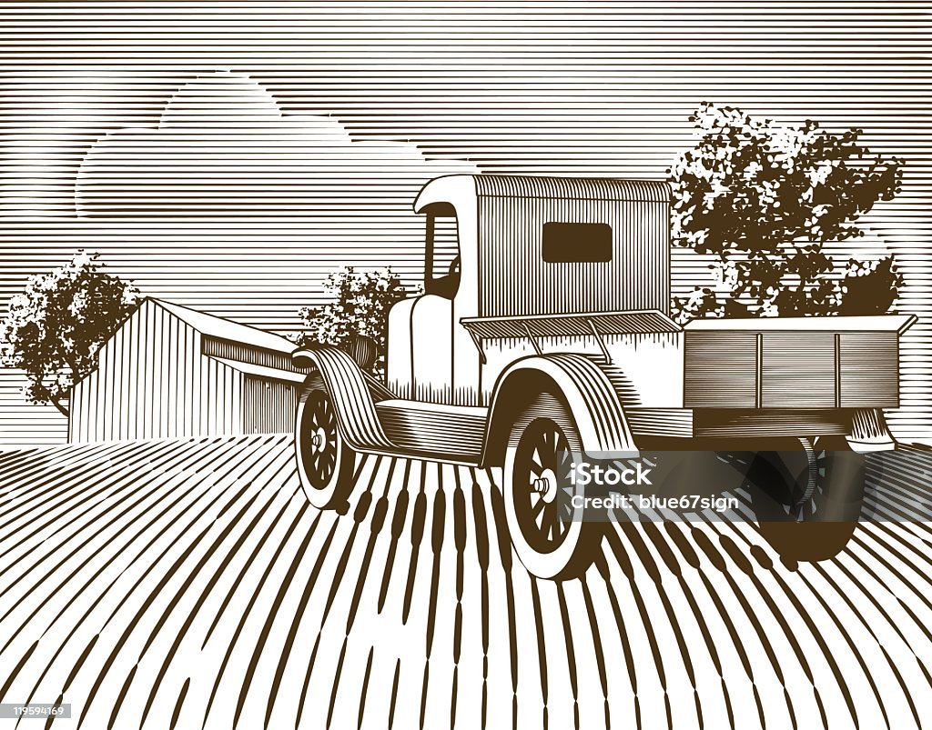 Vintage LKW-Motiv - Lizenzfrei Agrarbetrieb Vektorgrafik