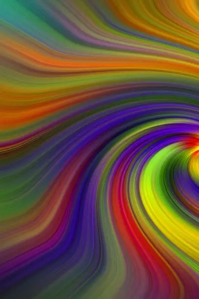 Photo of Futuristic illusional patterns of curvy lines of different colors as texture background