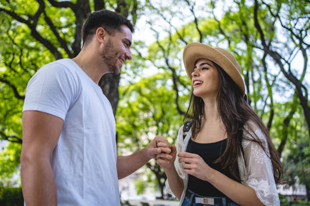 istock Hispanic couple on a date 1195943815