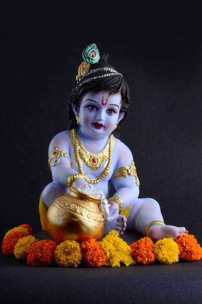 istock Hindu God Krishna on dark background 1195944760