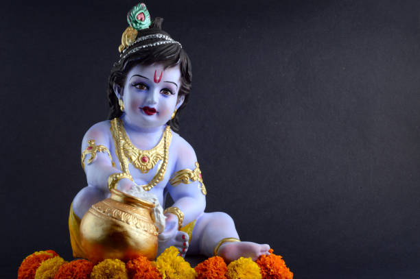 istock Hindu God Krishna on dark background 1195945444
