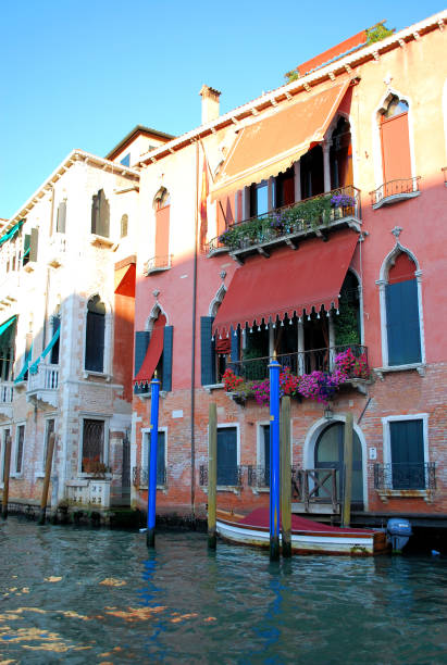 A small moored boat in Venice, Italy.