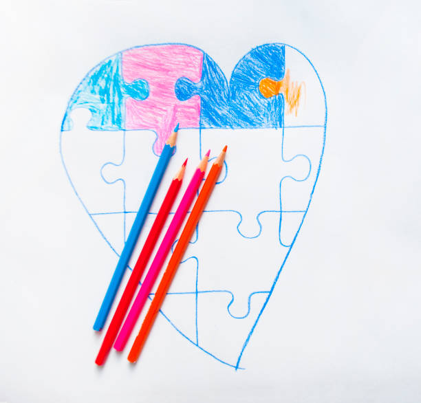 istock Colorful drawn heart on white background. 1195949421