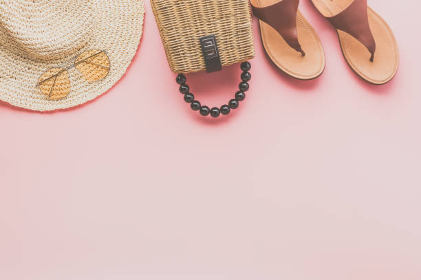 istock Summer fashion background on pink 1195953080