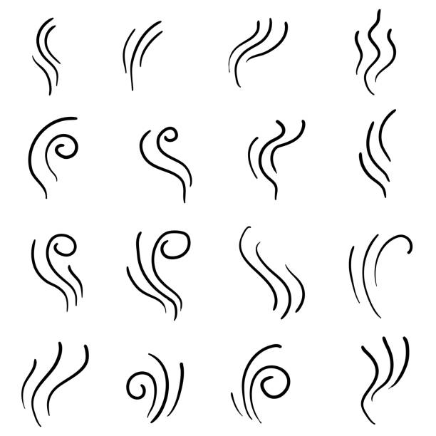 Collection of steam icon for design template, smell sign, wave logo and smoke symbol with Creative doodle abstract concept, vector illustration Collection of steam icon for design template, smell sign, wave logo and smoke symbol with Creative doodle abstract concept, vector illustration cumulus clouds drawing stock illustrations