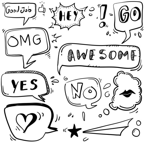 ilustrações de stock, clip art, desenhos animados e ícones de handdrawn bubble speech illustration with handdrawn style - manga style cute gossip computer icon