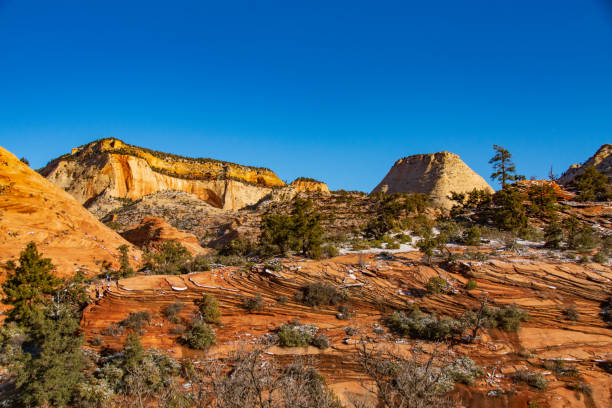 istock Layers of Sandstone  Fringed in Snow 1195958145