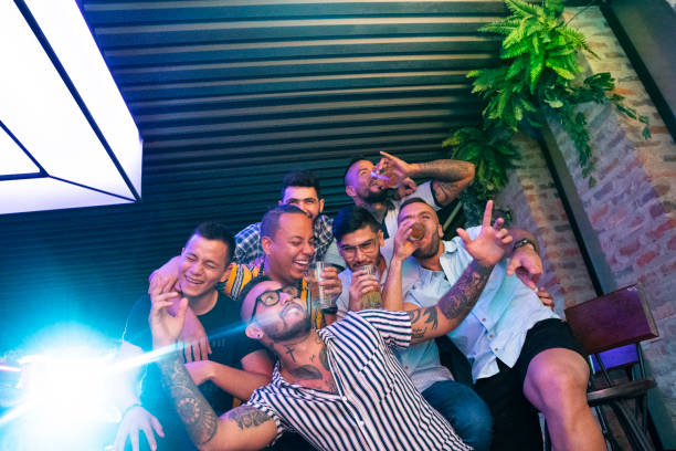istock Friends meeting at the party disco 1195958751