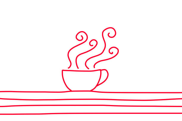 Hand drawn line cup of coffee isolated on white