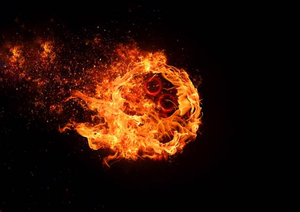 istock Abstract circular flame floating in the dark 1195959427