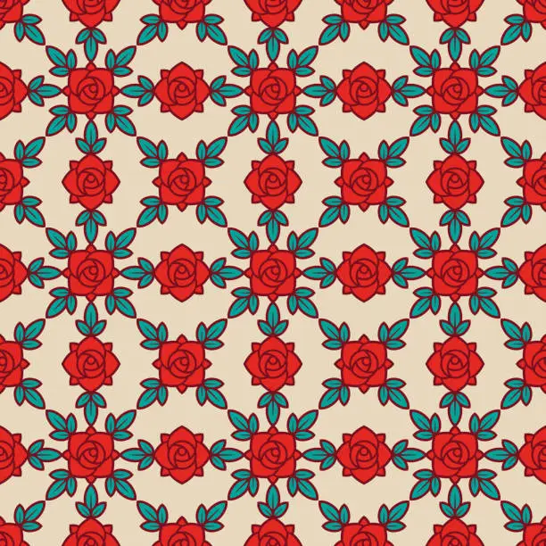 Vector illustration of Roses seamless pattern