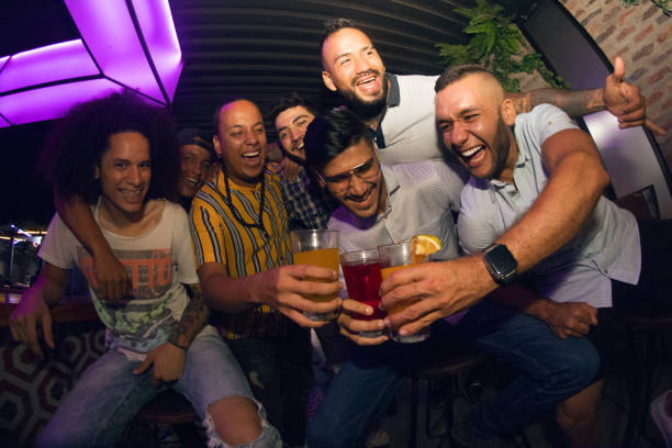 istock Friends meeting at the party disco 1195965611