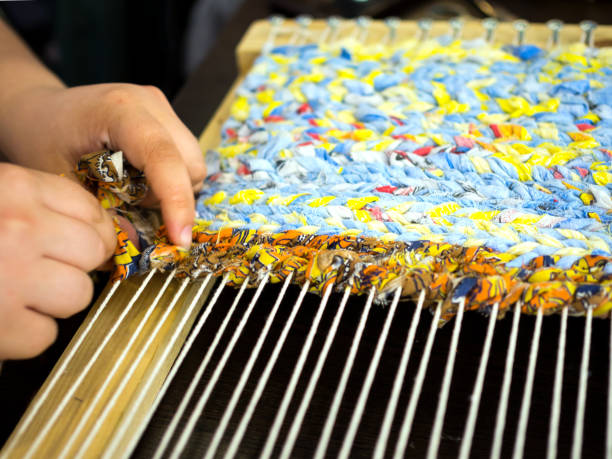 istock The process of weaving a traditional Russian patchwork rug 1195972204