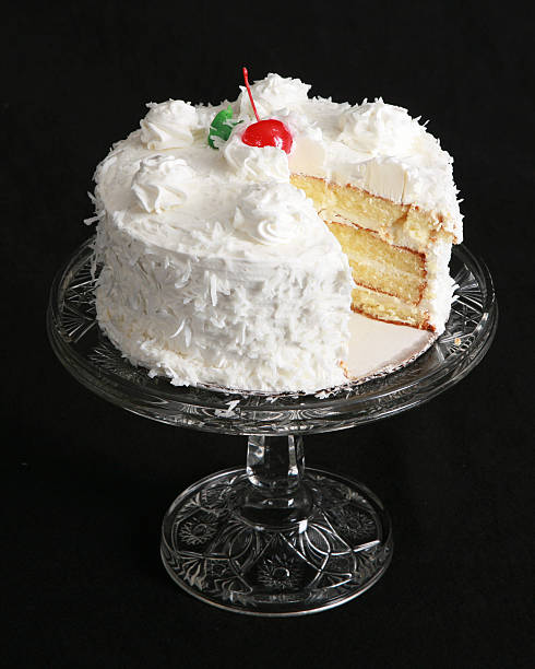 istock Coconut cake on a crystal plate 119597841