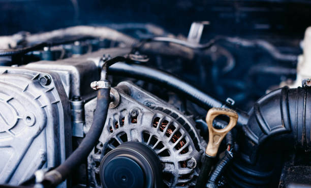 istock car generator and oil dipstick. 1195986877