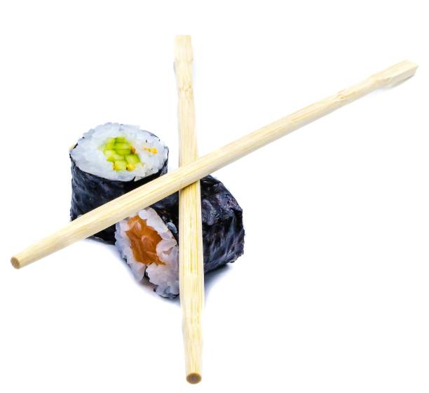istock Sushi with Sticks isolated on white 1195994277