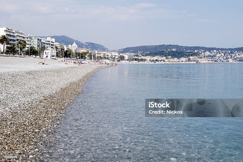 Shingle praia em Nice. Provence. A França - Foto de stock de Bay des Anges royalty-free