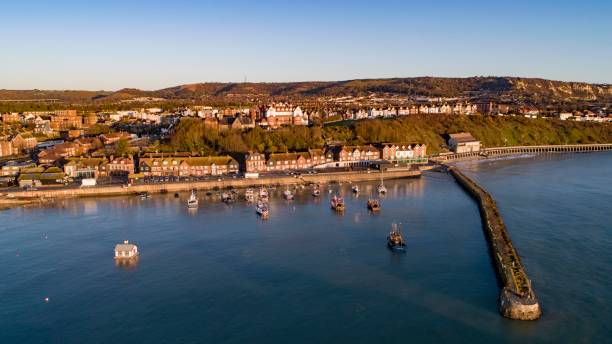 istock Folkestone harbour from the air. 1195997814