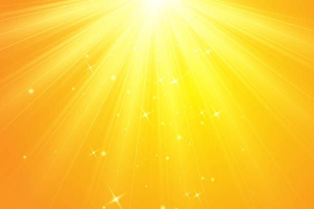 黄色の背景に暖かい太陽。レト bliki 太陽光線 - ときめき点のイラスト素材／クリップアート素材／マンガ素材／アイコン素材