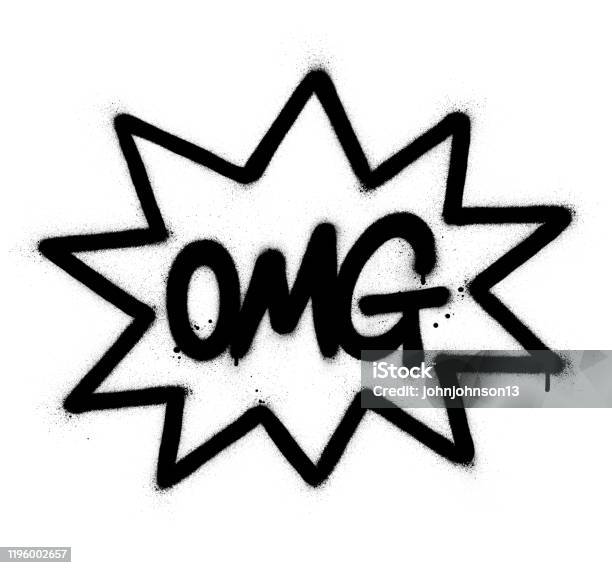 Exploding Graffiti Star Graffiti Omg Abbreviation On Exploding Star In Black Over White Stock ...