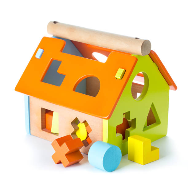 istock Children's toy house isolated on white background. 1196005640