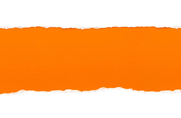 istock White paper with torn edges isolated with a bright orange color paper background inside. Good paper texture 1196006499
