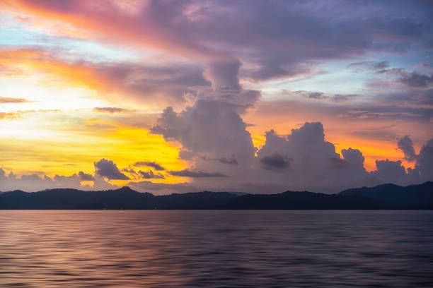 istock Sea under the evening sky with clouds. 1196007794