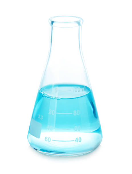 istock Test-tube with blue liquid isolated on white. 1196008816