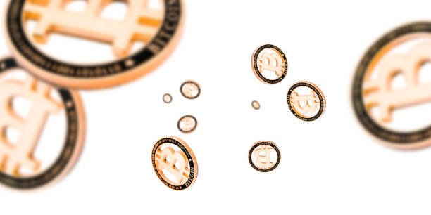 istock Money falling. Gold Bitcoins on white. Litecoin, Ethereum Cryptocurrency background. 1196010728
