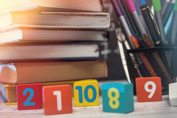 istock Colorful cubes with different digits close up. Education concept 1196011778