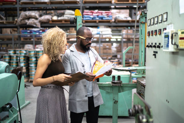 istock Engineer and manager using tablet and working in the factory 1196017402