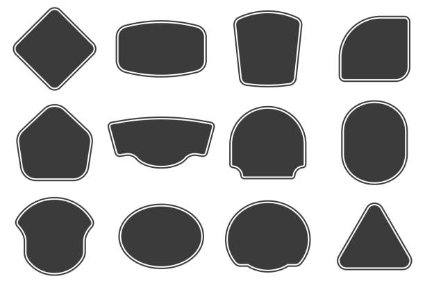 ilustrações de stock, clip art, desenhos animados e ícones de set of vitage label and badges shape collections. vector. black template for patch, insignias, overlay. - patched